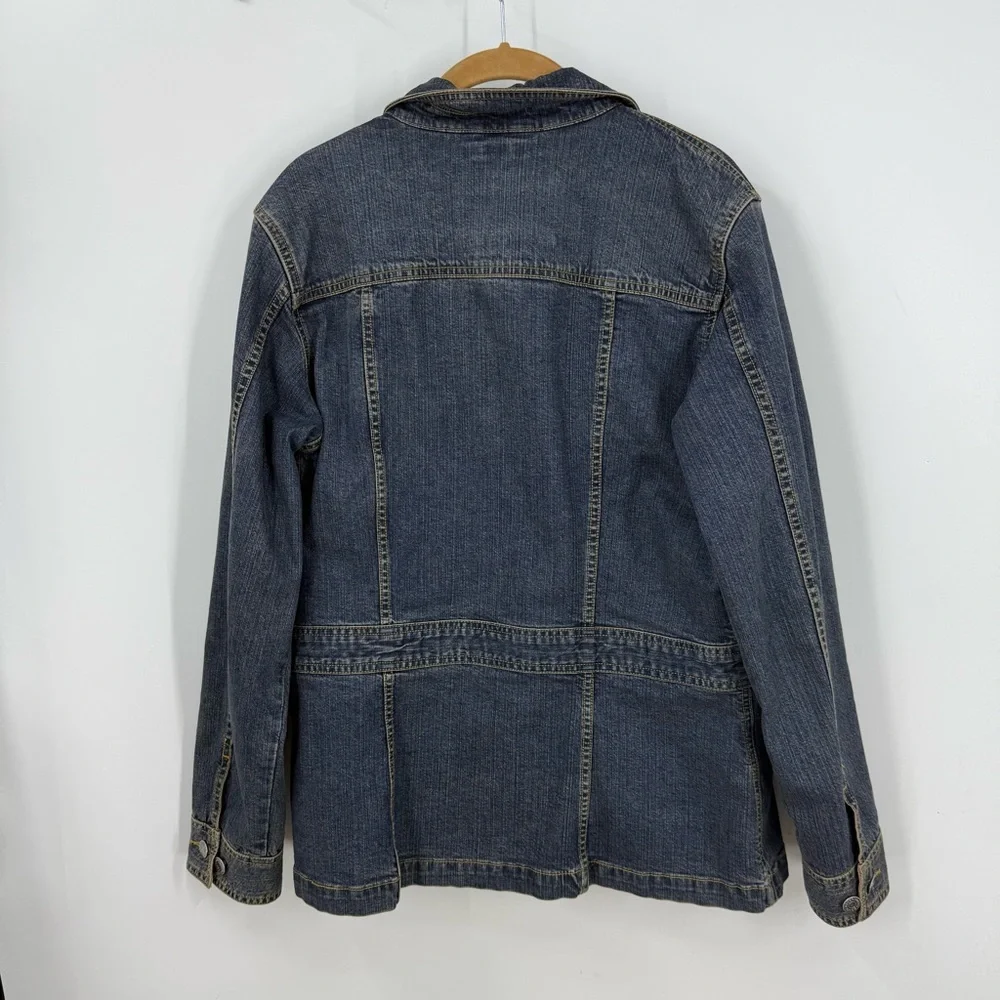 Eddie Bauer cotton blend Jean Stretch Darker Blue Classic Denim Jacket L